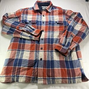 L.L. Bean Fleece Lined Shirt‎ Jacket Men's Medium Regular Plaid Cotton